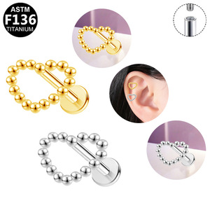 Boucles d'oreilles clous en titane F136 avec incrustation de zircon pour piercing d'oreille et de lèvre, bijou cadeau - Product Image 3