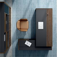 Ensemble de bureau de direction moderne en forme de L avec armoire latérale en bois - Bureau de direction avec fonctions de rangement