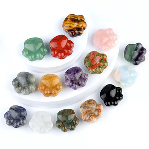 Wholesale Natural Crystal Cat Bear Paw Ornaments Carved Polished Eco-friendly Lucky Sculpture Cat Paw Jewelry for Healing Gifts - Product Image 1