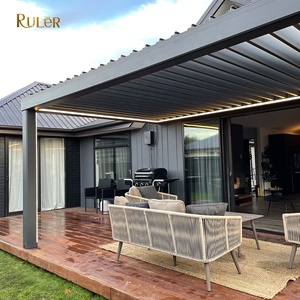 स्वचालित खोलने louvered छत एल्यूमीनियम प्रकाश के साथ आउटडोर रेस्तरां Bioclimatic मंडम <span class=keywords><strong>gazebo</strong></span>