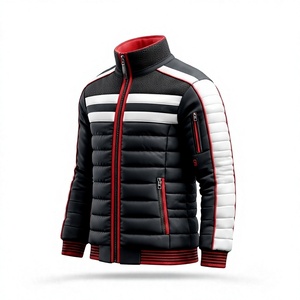 <b>Men's</b> Black <b>White</b> Red Puffer <b>Jacket</b> Stand Collar Zip-Up Waterproof Winter Coat Custom Logo OEM Service Casual Outerwear - Product Image 4