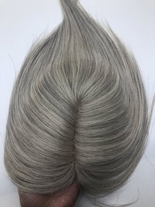 Cheveux humains Femmes Perruques Extensions de Cheveux Toupet <span class=keywords><strong>Blanc</strong></span> Gris Cheveux Mono Topper Pour Les Femmes - Product Image 4