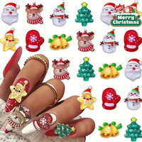 Breloques 3D en résine pour ongles de Noël, 30/50 pièces, assortiment de Père Noël, rennes, cloches, sapins, accessoires de bijoux pour ongles mignons de dessin animé, décorations de manucure