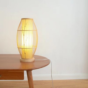 Bamboo Woven Floor Lamp Led Light Source Home Living Room Bedroom <b>Standing</b> Lamp Natural Wood Style Zen Decor - Product Image 5