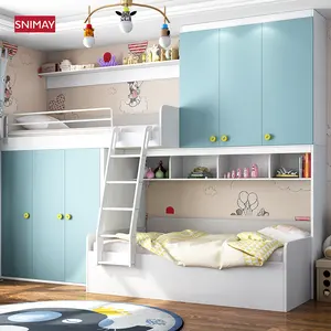 Mulit-functional Kids Bedroom Furniture Twin Children Bunk Bed With Steps