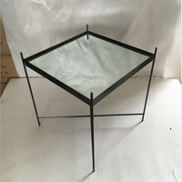 Plateau miroir carré noir, style moderne, avec bout latéral, table basse, design KD