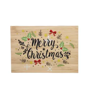 Bamboo Wooden Merry Christmas greeting card