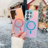 Coque de téléphone transparente à changement de couleur dégradé pour Samsung Galaxy S26 S23 Ultra S25 Edge S24 FE, compatible avec la recharge sans fil, coque magnétique
