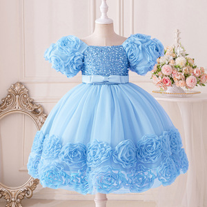 Abito da Principessa per Neonata Kd545, Vestito in Pizzo e Tulle per Battesimo, Cerimonia, Festa Estiva a Maniche Corte - Product Image 3