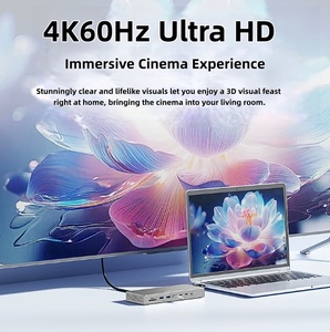 Hub USB-C vers 2 ports DP, <span class=keywords><strong>adaptateur</strong></span> multiport 16-en-1, station d'accueil triple moniteur 4K, hub pour ordinateur portable en alliage d'aluminium - Product Image 5