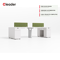 Poste de travail moderne pour 4 personnes, avec structure tubulaire en acier, banc de bureau, écran de séparation en tissu acoustique, OEM