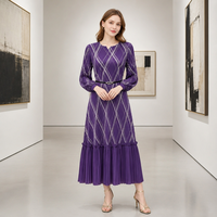 Robe longue plissée Miyake élégante à carreaux pour femme, avec ourlet à volants, collection automne, directement de l'usine, mode rapide