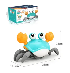 Bonito juguete de plástico para baño en movimiento de bebé que camina con agua, juguete de cangrejo para gatear bailando con detección de animales, para regalo infantil