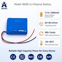 Paket Baterai Li-Polymer 18650 Kustom Langsung dari Pabrik 3S1P 11.1V 2000mAh 22.2Wh Isi Ulang dengan Konektor JST untuk Lampu Cadangan