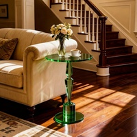 Table d'appoint ronde en acrylique, table de chevet, table sur pied pour salon, chambre à coucher, balcon
