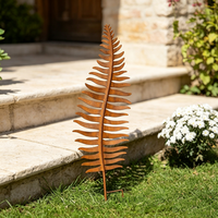 Décoration de jardin en métal personnalisée en forme de feuille de fougère, piquets rustiques en métal pour les jardins, les parterres de fleurs, les patios et la décoration paysagère