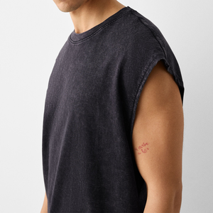 2024 comoda qualità per lavare il gilet a girocollo canotta da uomo ampia senza maniche gilet per logo personalizzato - Product Image 3