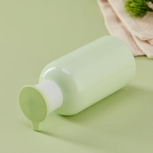 Bouteilles d'emballage cosmétique PET de 500ml couvercle rabattable en plastique pour contenants de lotion d'essence couleur verte brillante - Product Image 2