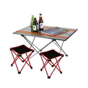 Tamanho personalizado Mini Outdoor Folding Piquenique Camping Table Mesa De Pesca Portátil Com Fezes