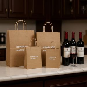 Decorative <b>Paper</b> Shopping Bags for Corporate Business Custom Logo Large Base Wine Bags with Twisted Handle Design - Product Image 2