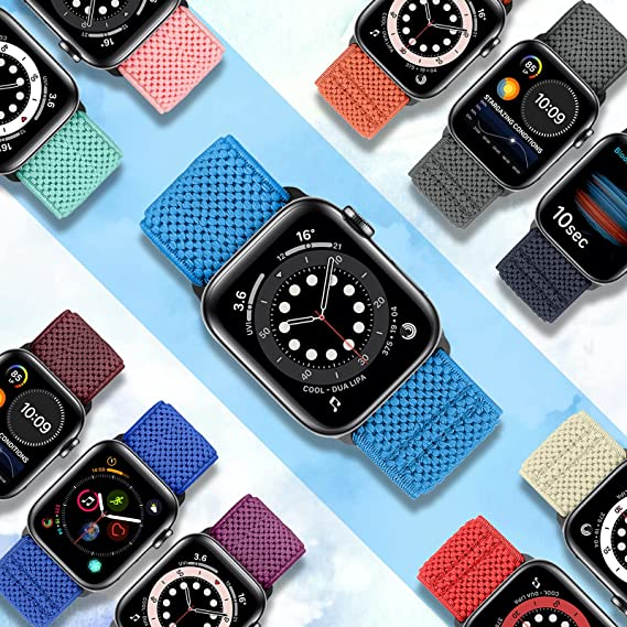 Stretchy Solo Loop Bands Compatible with Appl Watch Band 38mm 40mm 41mm Braided Elastic Weave Nylon Wristbands Iwatch Strap