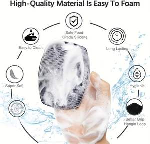 Cepillo Exfoliante Corporal de Silicona Suave y Ecológico para Niños y Adultos - Negro/Rosa/Gris - Product Image 4