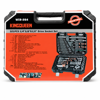 Ensemble d'outils de mécanicien de 121 pièces, jeu de douilles à cliquet de 1/4 ", 3/8 ", 1/2 " avec clé à cliquet à 72 dents, kit d'outils à main en Cr-V pour la réparation automobile
