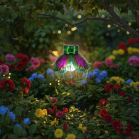 Luces Solares Colgantes para Exteriores, Lámpara Colgante de Metal Impermeable con Forma de Flor, Linterna Solar Decorativa para Jardín y Patio