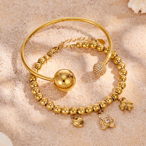 Bracelet tendance pour femme en acier inoxydable 316L hypoallergénique plaqué or 18 carats, étanche, incrusté de zircon, motif <span class=keywords><strong>petit</strong></span> ours, idéal pour cadeau ou soirée - Product Image 3