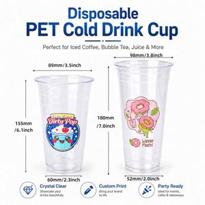 Vasos Desechables Personalizables de Plástico PET de 24oz para Milkshake, Estilo Retro, para Salón de Postres, Bebidas Dulces, Diseño Digital - Product Image 4