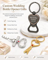 Ouvre-bouteilles en métal personnalisés en forme de cœur pour les faveurs de mariage, écologiques, antirouille, qualité garantie, personnalisables