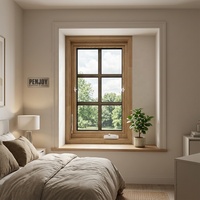 Fenêtre à battant moderne PENJOY en bois recouvert d'aluminium, double vitrage trempé, moustiquaire en acier inoxydable, pour chambre et extérieur
