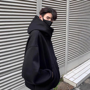 Sweat-shirt à capuche en molleton uni pour homme, poids lourd, coupe ample, manches longues, fermeture éclair sur le devant, décontracté, pour couple - Product Image 4