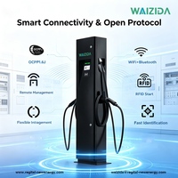 Neue WAIZIDA IP65 44kW 3-Phasen Bodenmontierte Kommerzielle AC EV-Ladestation Typ 1 CCS2 Doppel-Ladepistolen Outdoor Smart-Ladesäule