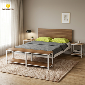 <span class=keywords><strong>Lit</strong></span> double multifonctionnel et minimaliste en bois avec tête de <span class=keywords><strong>lit</strong></span> pour dortoir d'école, appartement ou chambre d'employé, taille Queen - Product Image 1