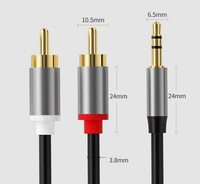 Pas cher prix coque en aluminium PVC veste 3.5mm Jack à 2RCA Aux adaptateur stéréo câble Audio pour ordinateur haut-parleur amplificateur