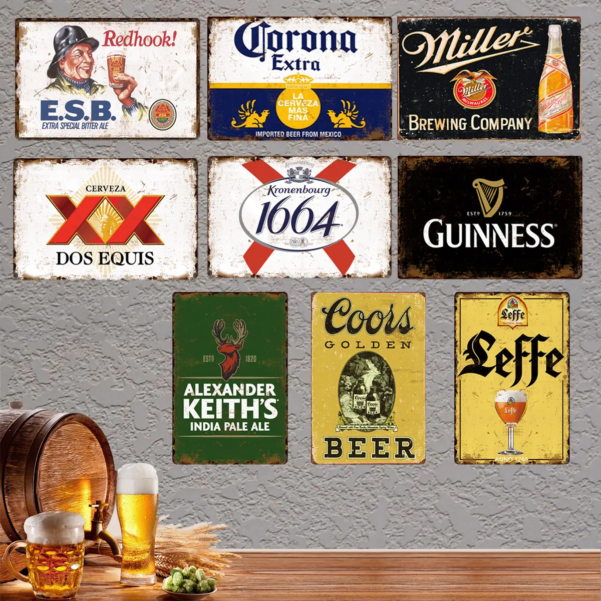 バーや家の装飾卸売レトロ金属バーホテルの看板プレートヴィンテージデザイン印刷金属ビール缶