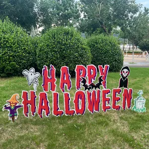 Contoh Gratis Dekorasi Kartu Happy Halloween Luar Ruangan Halaman Pasak Pencetakan Uv