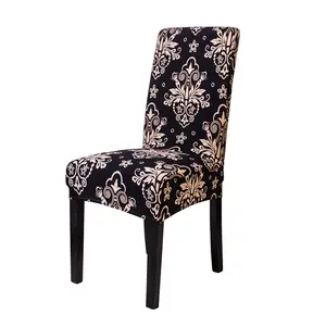 Housse de siège de cuisine en Spandex moderne amovible, élastique, pour chaise de salle à manger avec impression, en Spandex, Anti-salissure pour Banquet