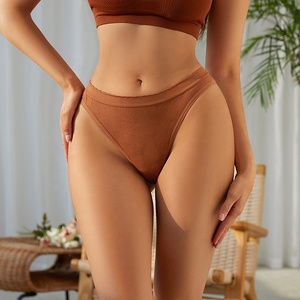 Bragas de mujer de cintura media con borde festoneado, sin costuras, tipo tanga, ropa interior femenina - Product Image 2