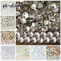 Strass électroplaqués blancs pour nail art, autocollants plats ronds DIY, accessoires de décoration pour coques de téléphone et poupées, tailles SS3-SS20