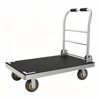 Chariot à plateforme en acier recouvert de caoutchouc pour le transport logistique, chariot de manutention pour entrepôt