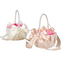Panier à fleurs de mariage réutilisable de style européen, léger, avec poignée en perles, panier à fleurs de mariée en plastique pour la décoration de la cérémonie