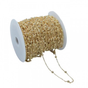 Chaîne de perles rouge vif de 2,0 mm de largeur avec perles de 4 mm en cuivre plaqué, matériau pour bijoux de cheveux, accessoire de mariée - Product Image 5