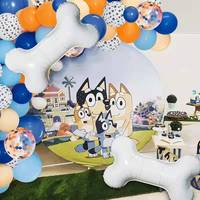 LILIS 107 Ensemble de ballons gonflables ronds en latex à thème animalier bleu et orange avec patte de chien, décoration mignonne en chaîne pour fête d'anniversaire d'enfants