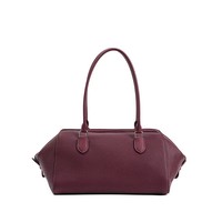 Tas Selempang Wanita Kulit Asli Minimalis Model Bowling, Kapasitas Besar, Resleting, Tas Kantor