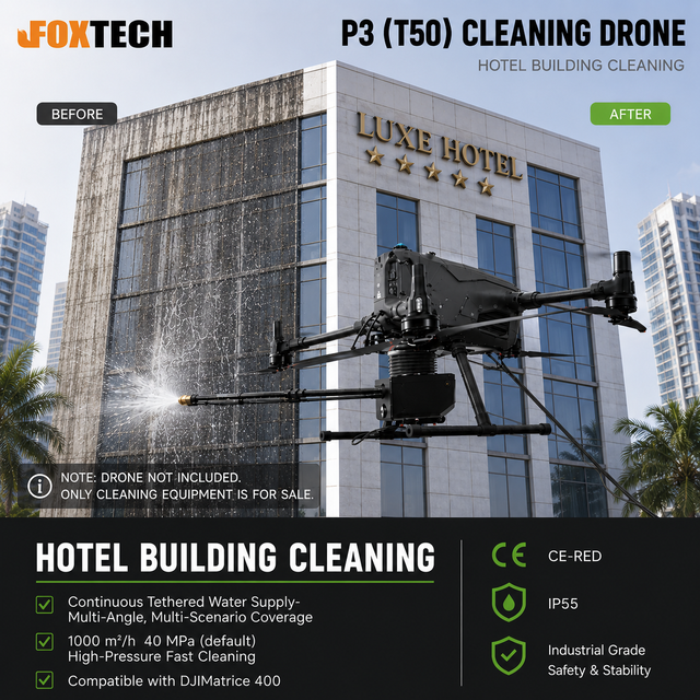 Foxtechrobot High Technology Aerial Platform Cleaning Machine for High Rise Building Exterior Washer
