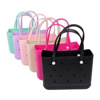 Nouveau sac de plage en EVA pour femme, style européen et américain, durable, design creux, portable, deux ouvertures, grande capacité, couleur unie