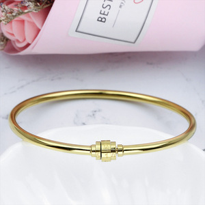 18K PVD Gold Stainless Steel Rotating Combination Lock <b>Bangle</b> <b>Bracelet</b> | Adjustable 520 Love Engraved Magnetic Clasp <b>Bracelet</b> - Product Image 6