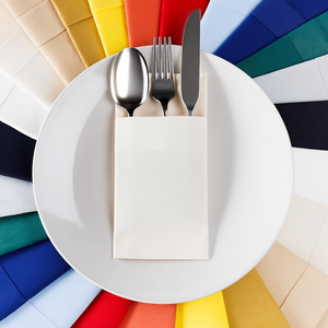 Serviettes de table jetables en <span class=keywords><strong>papier</strong></span> Airlaid effet lin, pré-pliées, avec pochette pour couverts, absorbantes, prix usine - Product Image 1